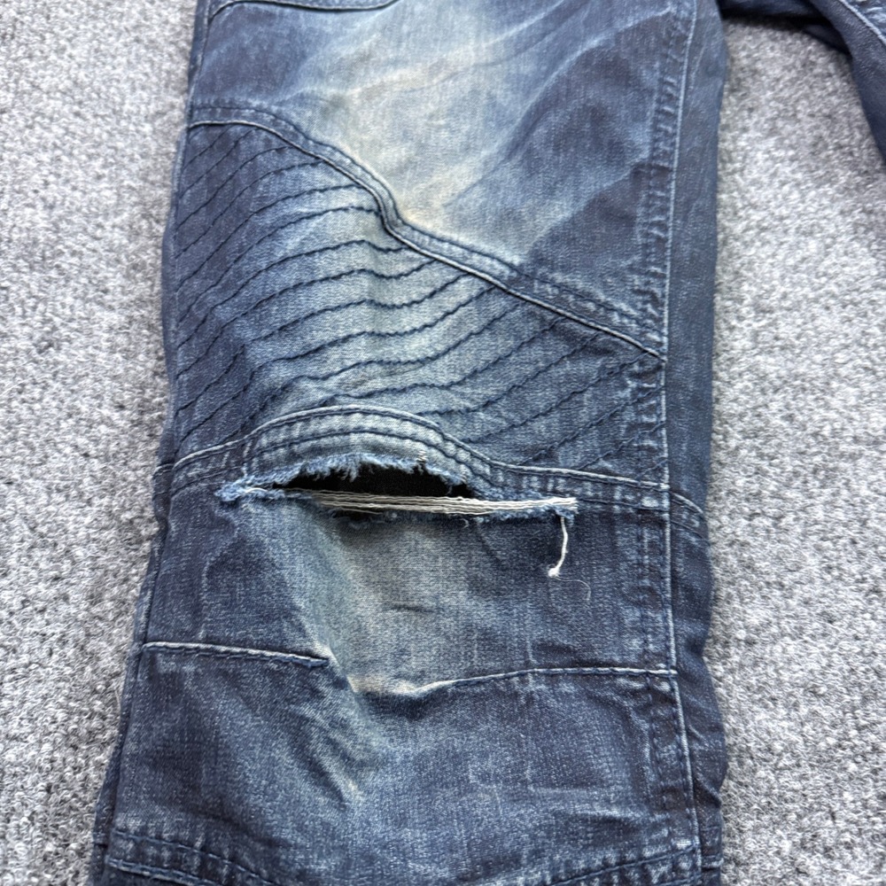 Affliction Raquel Moto Jeans Womens 28 Blue Distressed Ribbed Ankle Zip 111SK084 - Picture 5 of 15